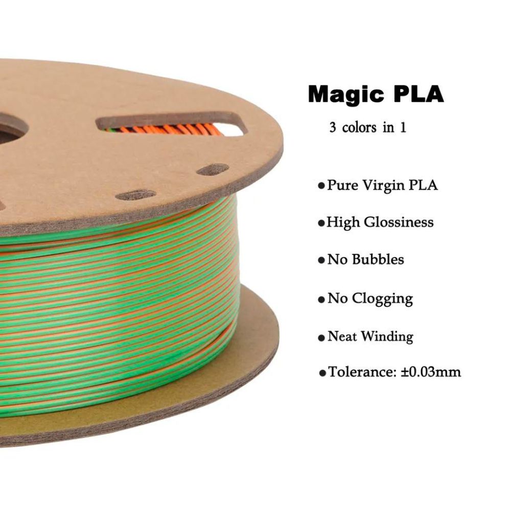 R3D - PLA Magic Silk Tricolore - Bleu/Vert/Orange (BlueGreenOrange) - 1,75 mm - 1 kg
