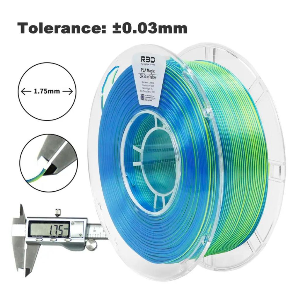 R3D - PLA Magic Silk - Bleu & Jaune (Blue-Yellow) - 1,75 mm - 1 kg