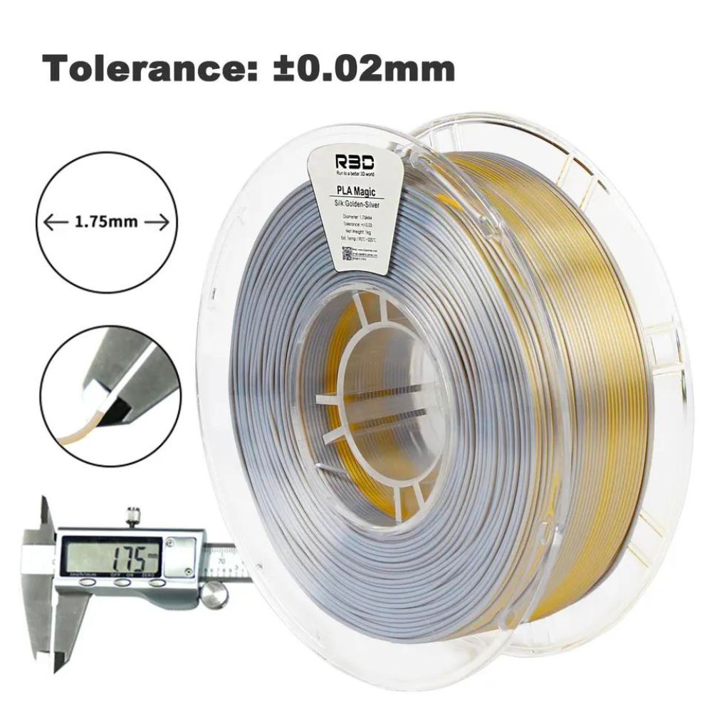 R3D - PLA Magic Silk - Or & Argent (Gold-Silver) - 1,75 mm - 1 kg