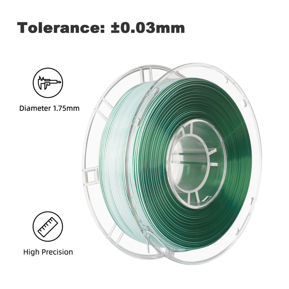 R3D - PLA Magic Silk - Vert & Blanc (Green-White) - 1,75 mm - 1 kg