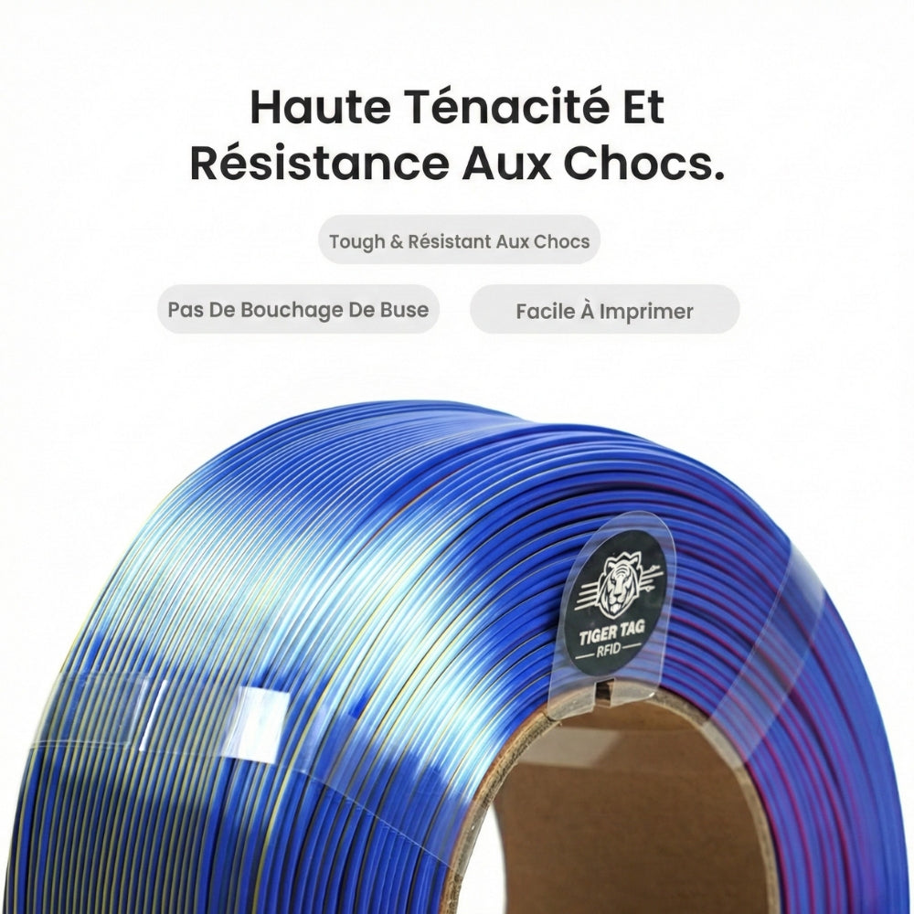R3D - Tri-Silk color - Rouge/Jaune/Bleu (Red/Yellow/Blue) - 1,75 mm - 1 kg Refill avec RFID TigerTag